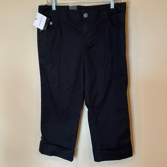 NWT Calvin Klein Black twill crop pants Womens Sz 10 - Picture 3 of 7